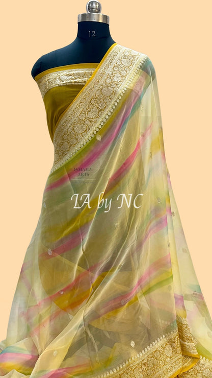 Dijon Banarasi Pure Khaddi Georgette Kadwa Saree