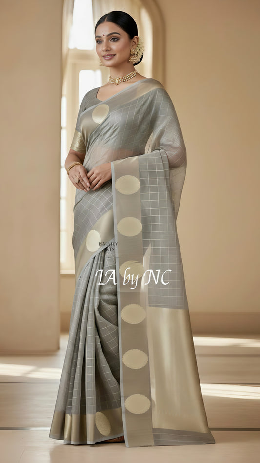 Thunder Banarasi Pure Kora Organza Kadwa Saree