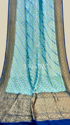 Prussian Banarasi Pure Khaddi Georgette Saree