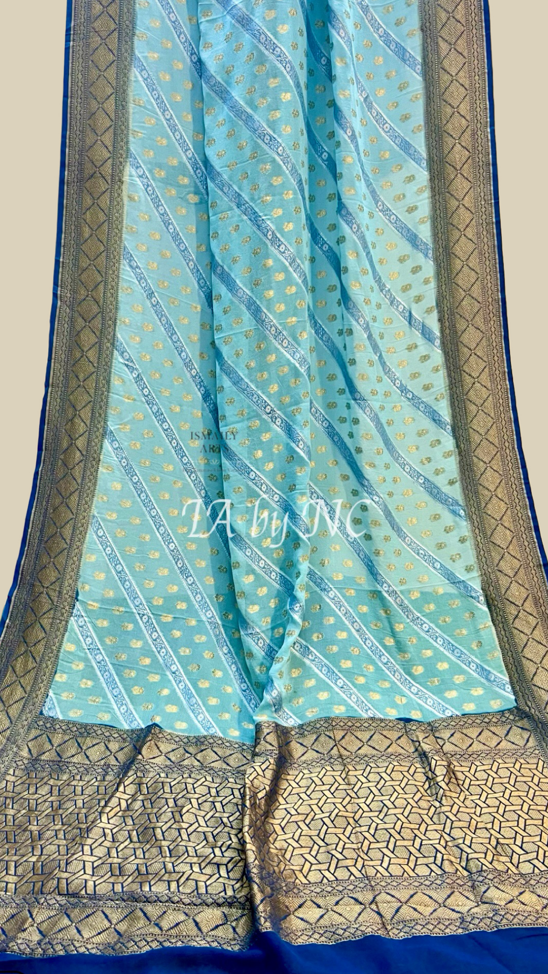 Prussian Banarasi Pure Khaddi Georgette Saree