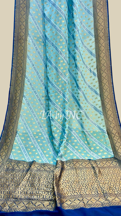 Prussian Banarasi Pure Khaddi Georgette Saree