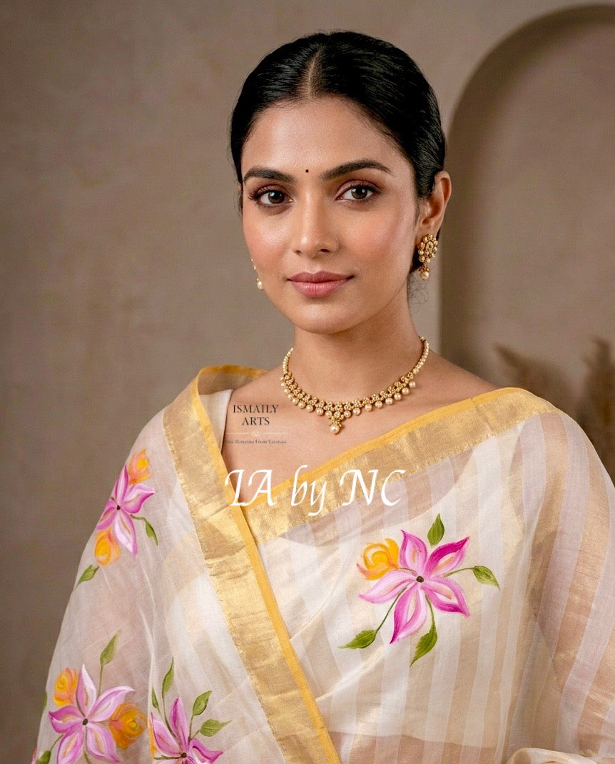 Offwhite Banarasi Pure Tissue Silk Saree