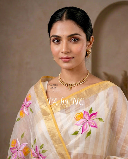 Offwhite Banarasi Pure Tissue Silk Saree