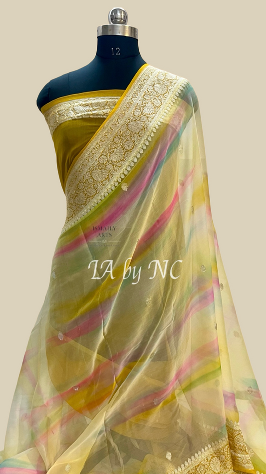 Dijon Banarasi Pure Khaddi Georgette Kadwa Saree