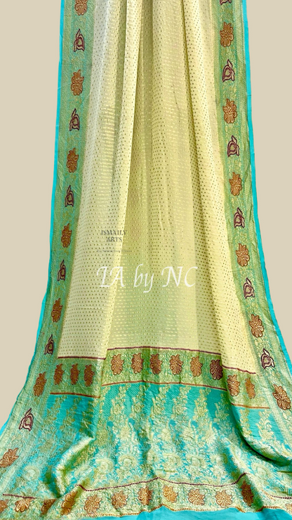 Cream Banarasi Pure Khaddi Georgette Saree