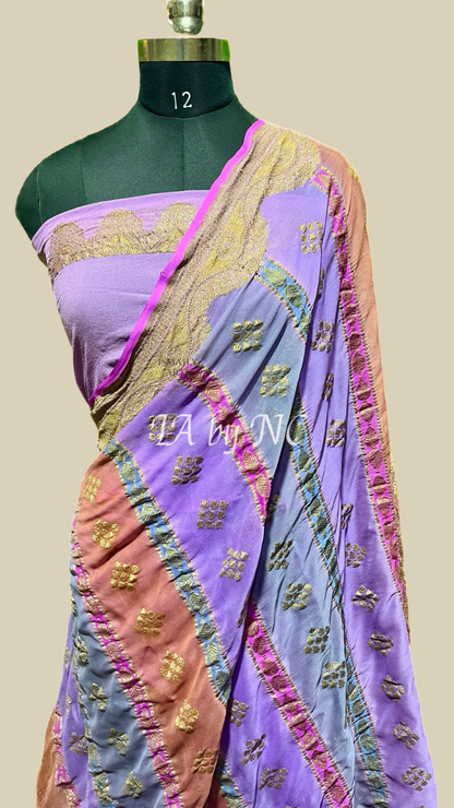 Amethyst Banarasi Pure Khaddi Georgette Saree