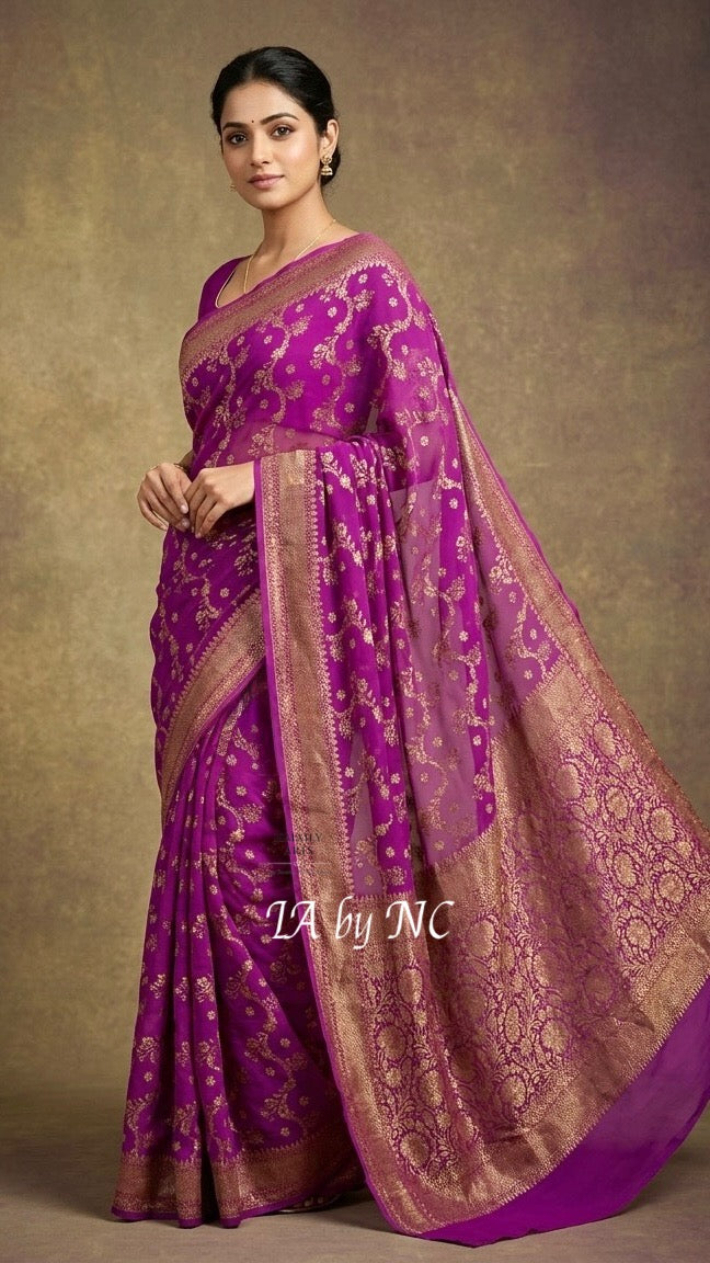 Lollipop Banarasi Pure Khaddi Georgette Saree