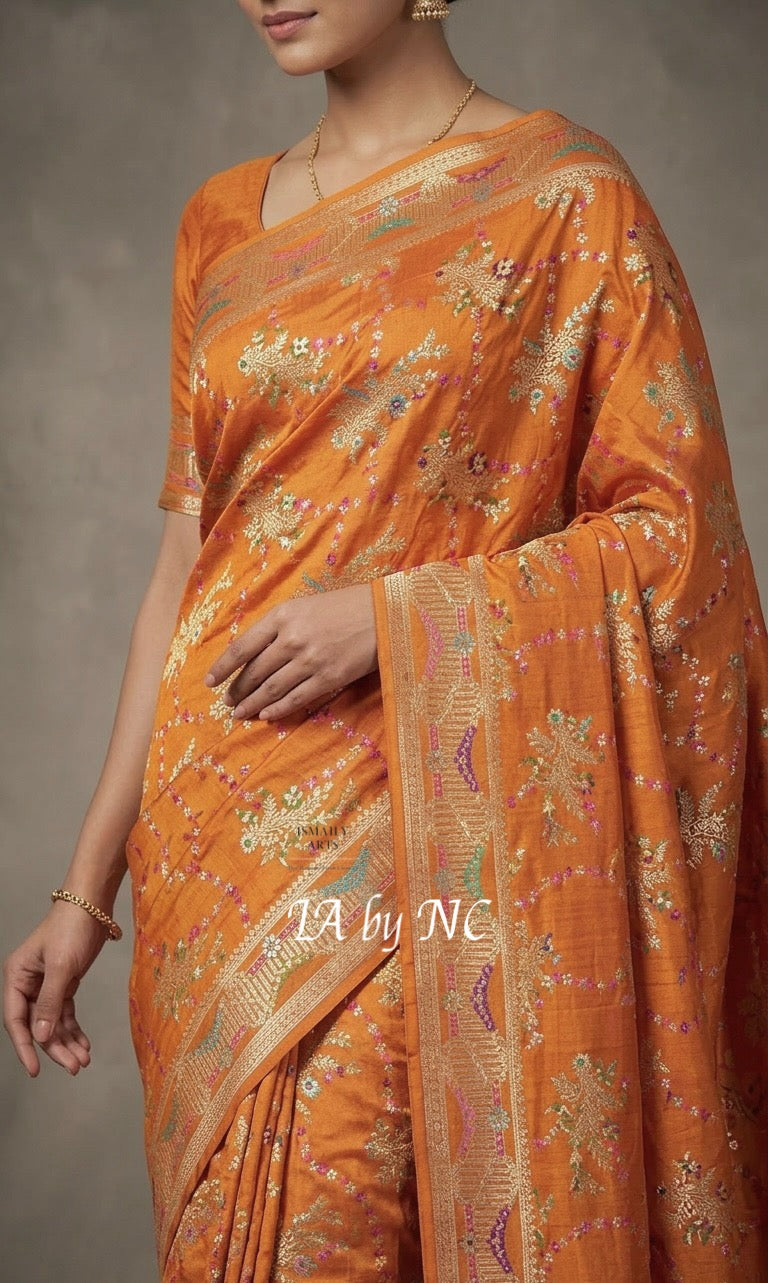 Tiger Banarasi Pure Katan Silk Tilfi Meenakari Pattu Saree