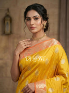 Tuscany Banarasi Pure Katan Silk Raw Mango Saree