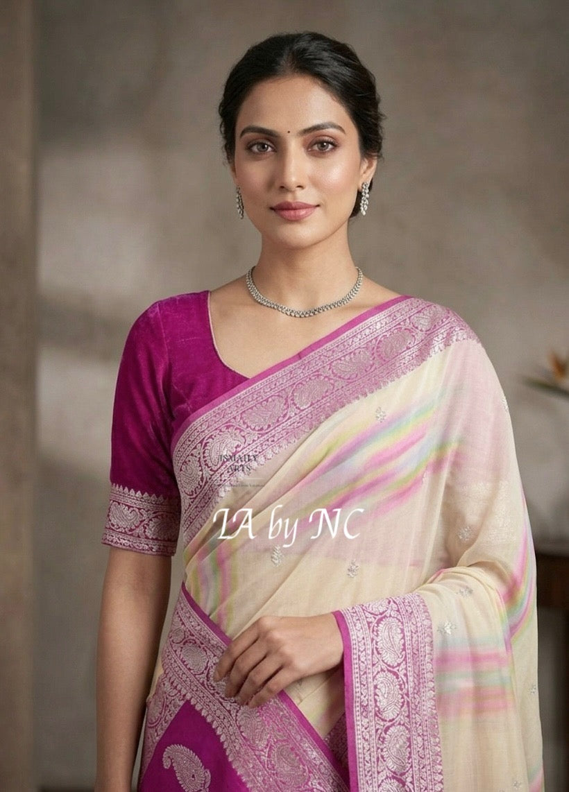 Rani Banarasi Pure Khaddi Georgette Kadwa Saree