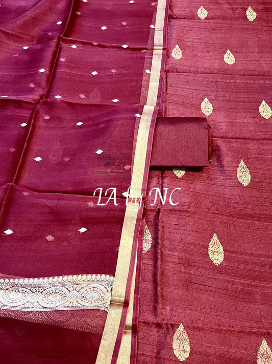 Indian Banarasi Pure Raw Silk Kadwa Dress Materials