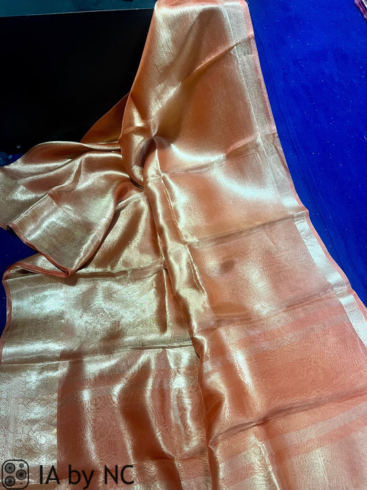 Rusty Banarasi Pure Tissue Silk Saree