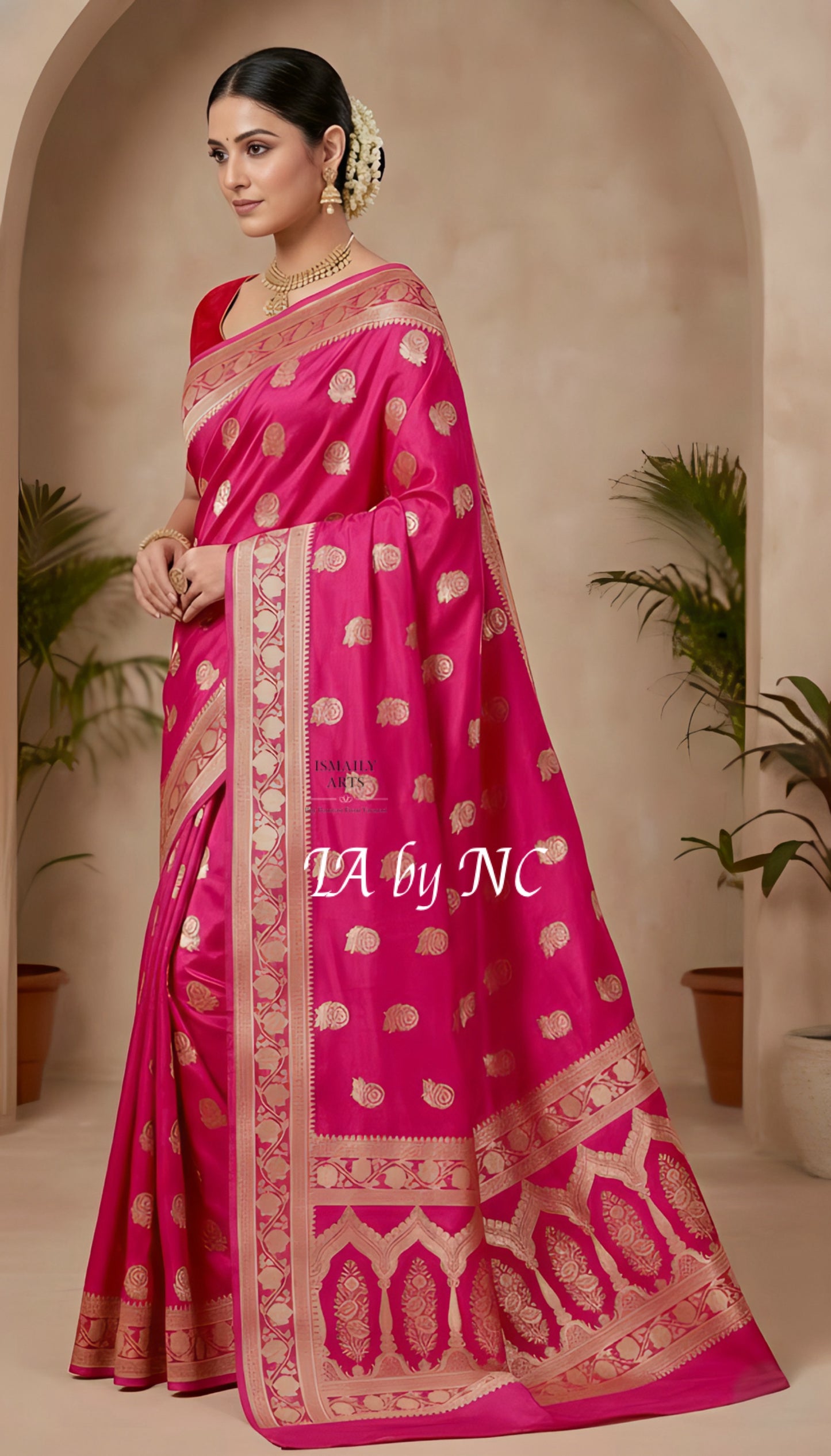 Ruby Banarasi Mashru Katan Silk Saree