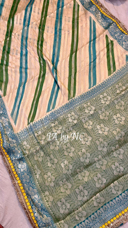 Beige Banarasi Pure Chiffon Georgette Saree