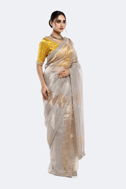 Ivory Banarasi Pure Tissue Silk Saree