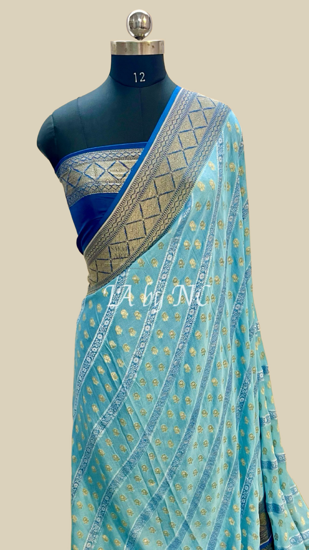 Prussian Banarasi Pure Khaddi Georgette Saree