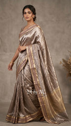 Caramel Banarasi Pure Tissue Silk Saree - Double Katan Border