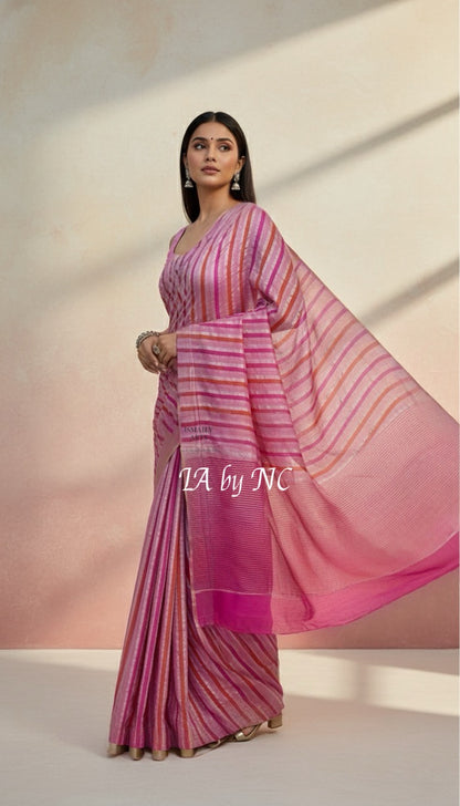 Pink Banarasi Pure Munga Silk Rangkat Saree
