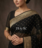 Black Banarasi Pure Khaddi Georgette Saree