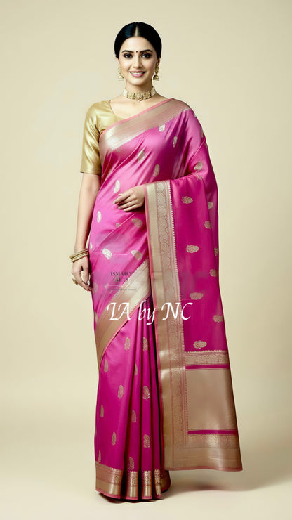 Mulberry Banarasi Pure Kora Silk Kadwa Saree