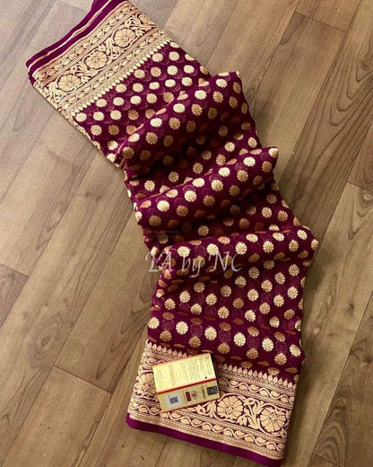 Barn Banarasi Pure Khaddi Georgette Saree