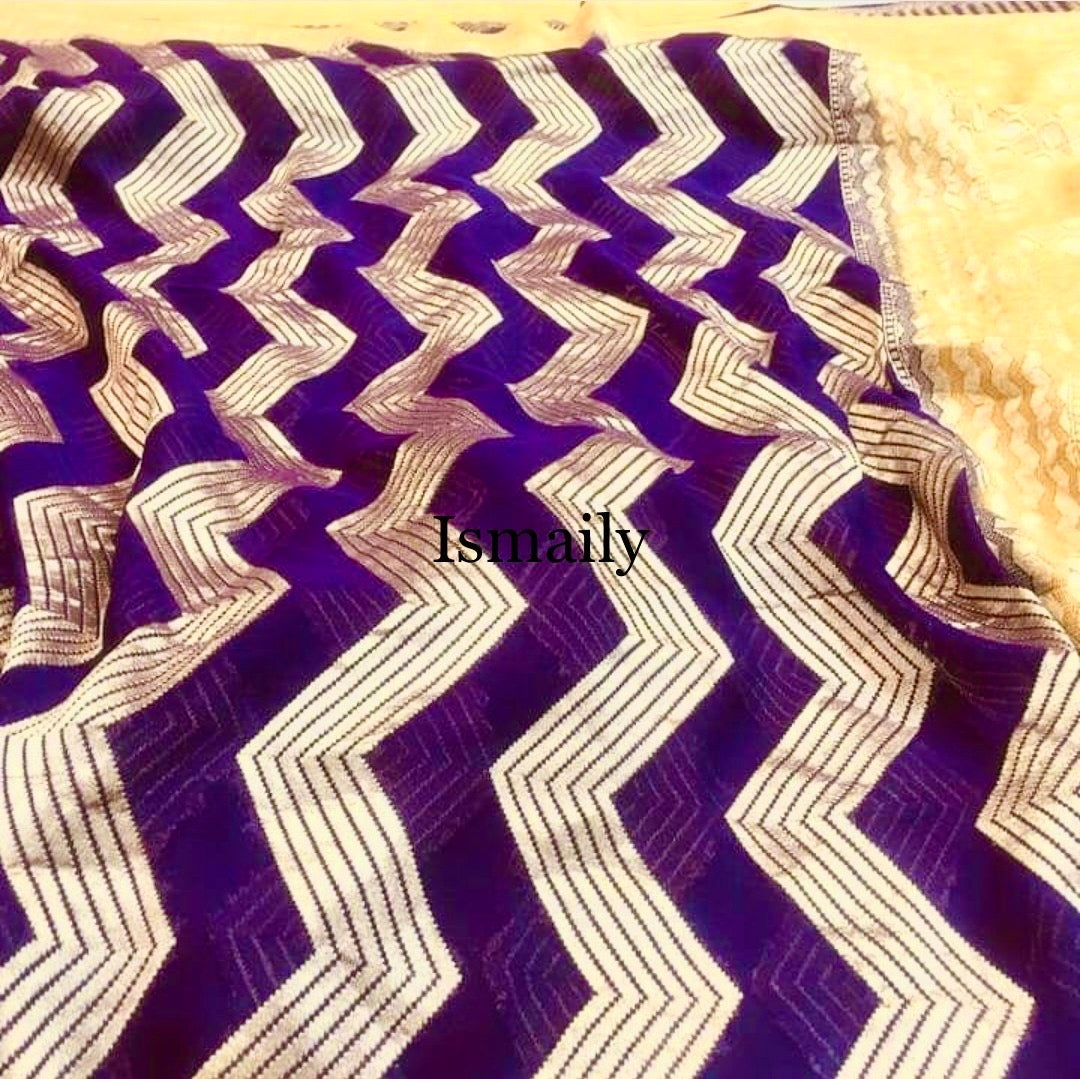 Purple Banarasi Pure Khaddi Georgette Saree