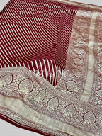 Maroon Banarasi Pure Khaddi Georgette Saree