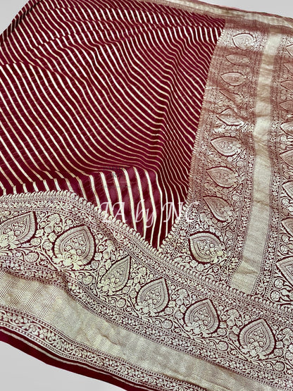 Maroon Banarasi Pure Khaddi Georgette Saree