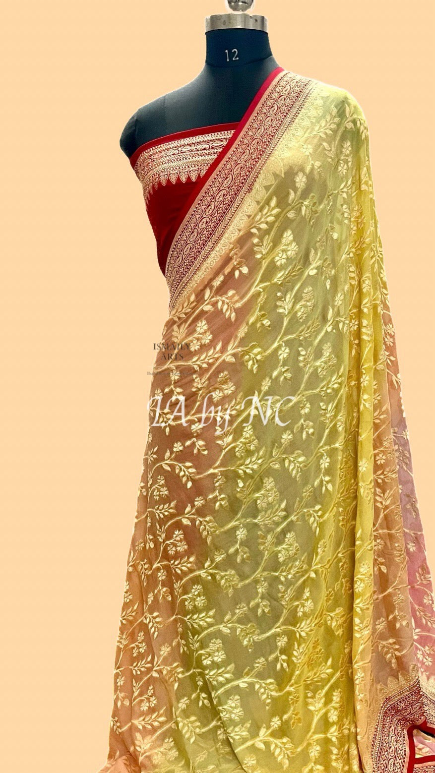 Crimson Banarasi Pure Khaddi Georgette Saree