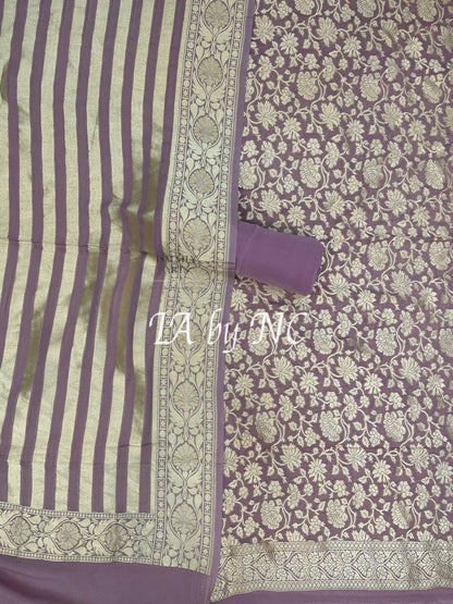 Mauve Banarasi Pure Khaddi Georgette Suit Dupatta