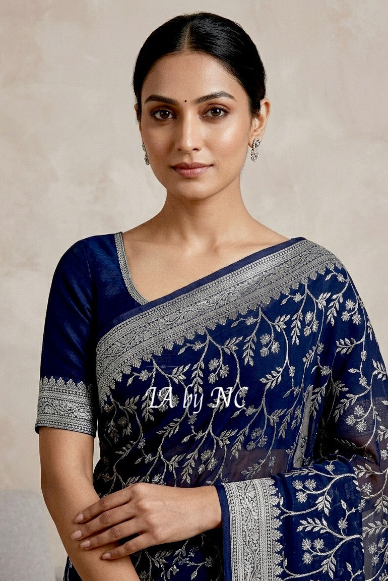 Space Banarasi Pure Khaddi Georgette Saree
