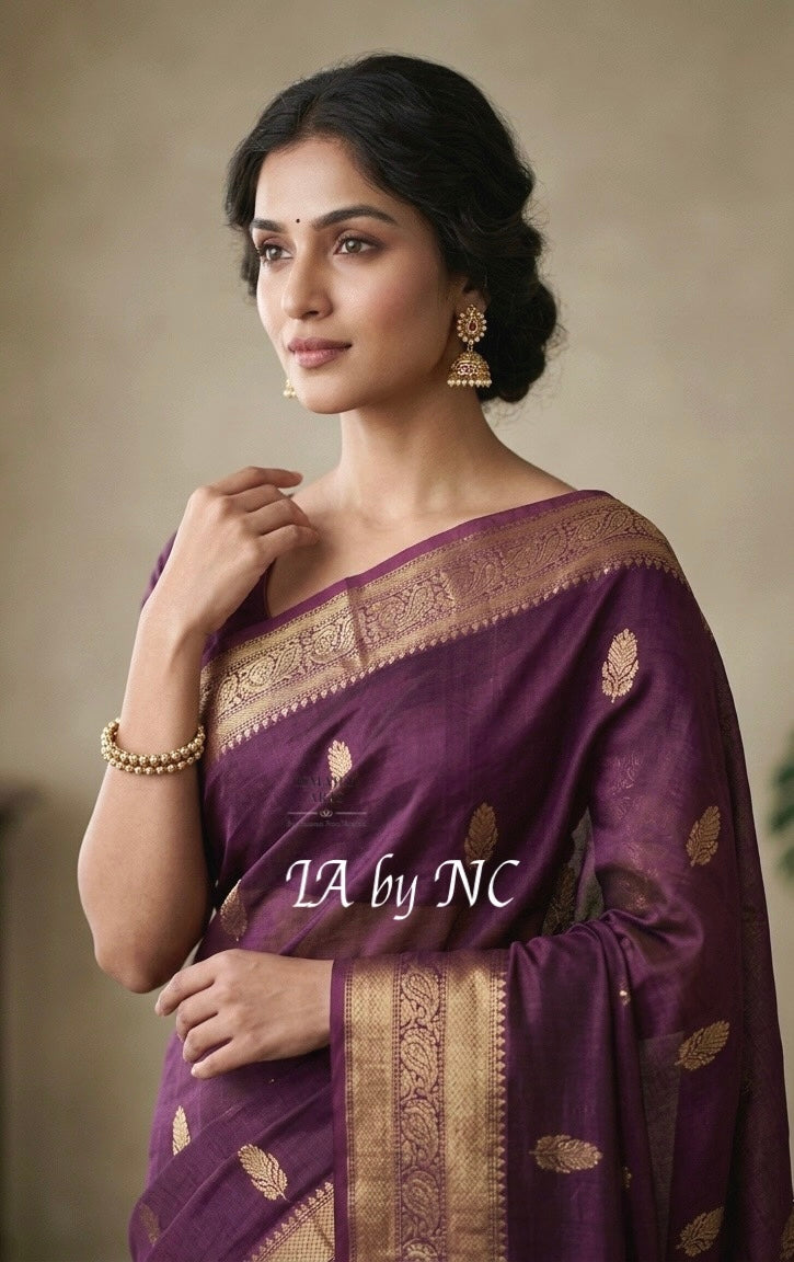 Byzantine Banarasi Pure Kora Organza Kadwa Saree