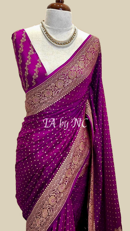 Byzantine Banarasi Pure Khaddi Crepe Georgette Saree