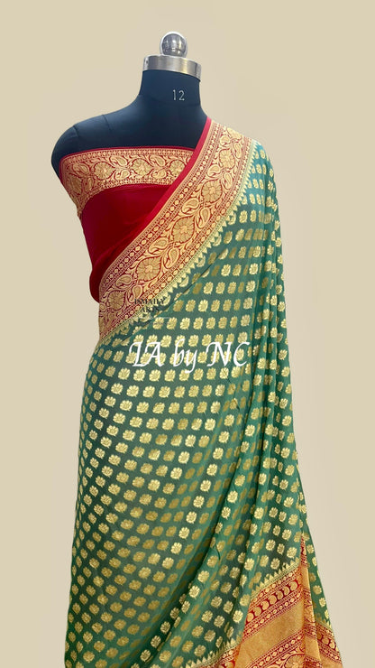 Sage Banarasi Pure Khaddi Georgette Saree