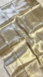 Ivory Banarasi Pure Tissue Silk Brocade Saree
