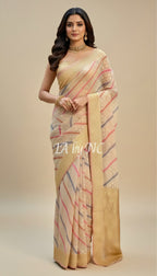 Smoky Salmon Banarasi Pure Khaddi Georgette Saree