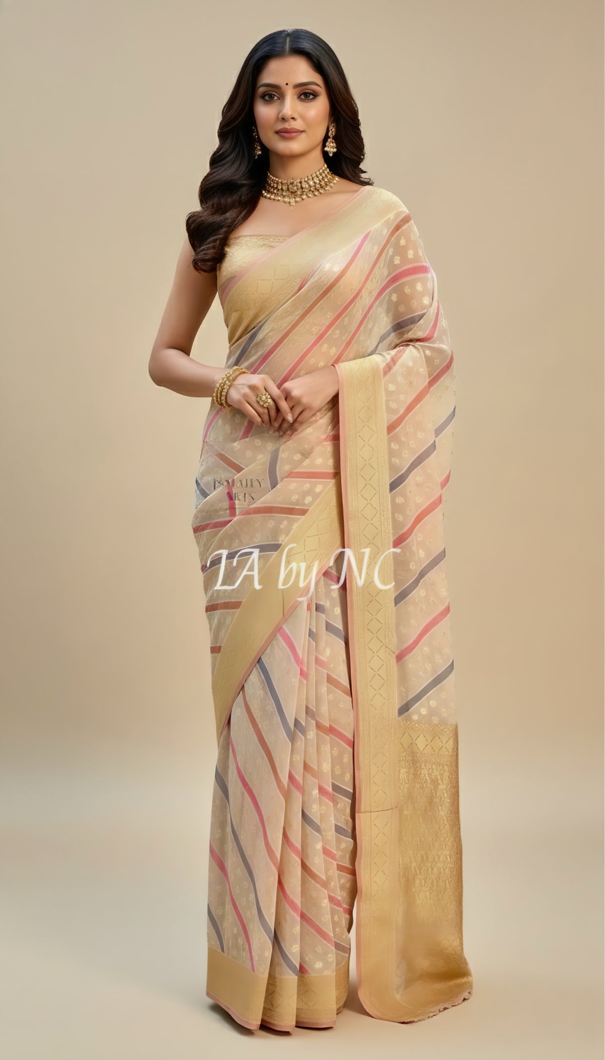 Smoky Salmon Banarasi Pure Khaddi Georgette Saree