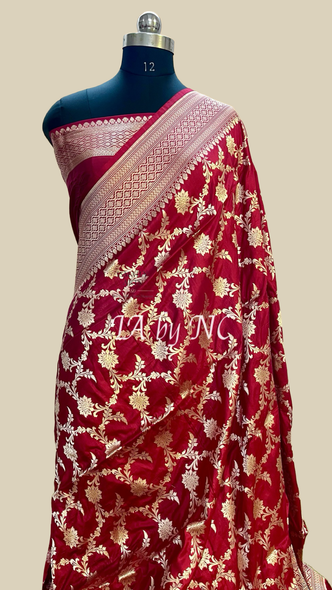Carmine Banarasi Pure Katan Silk Pattu Saree