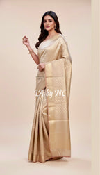 Salmon Banarasi Pure Tissue Silk Brocade Saree