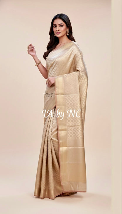 Salmon Banarasi Pure Tissue Silk Brocade Saree