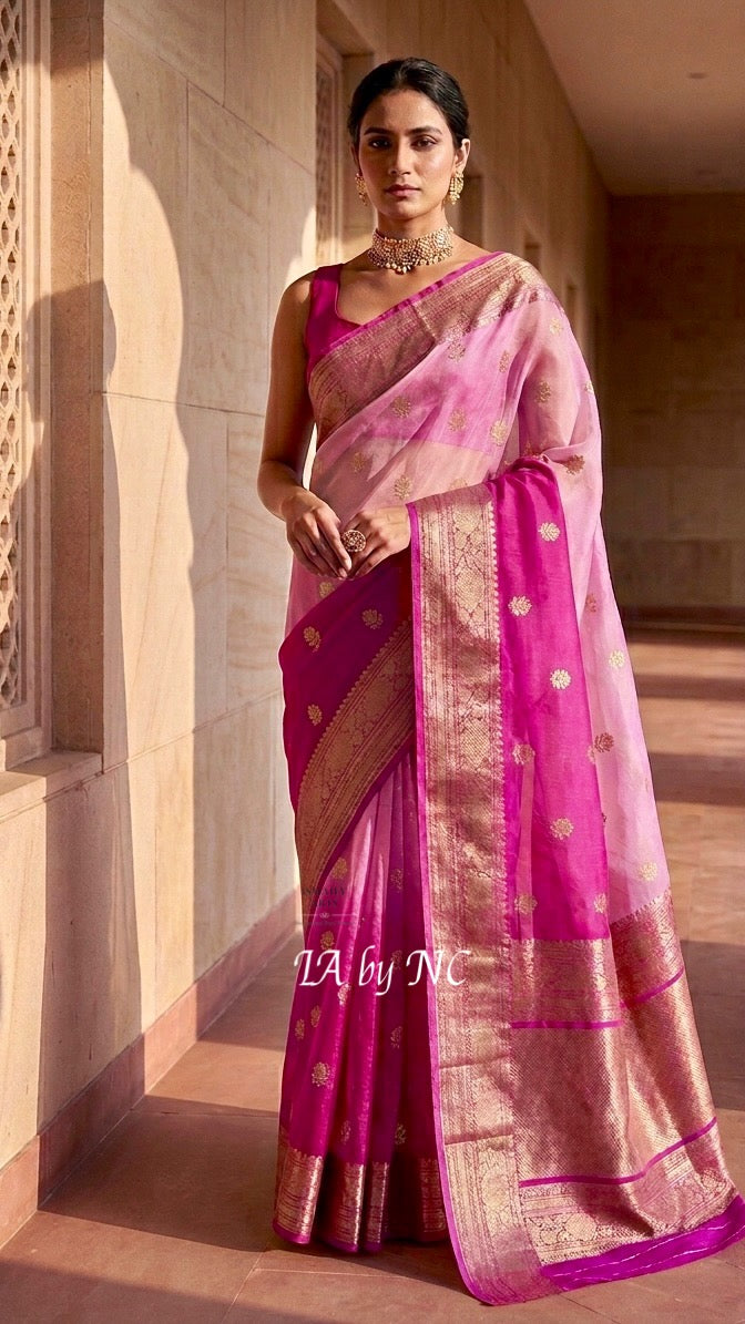 Rani Banarasi Pure Kora Silk Kadwa Saree
