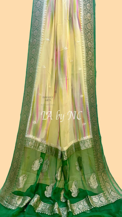 Hunter Banarasi Pure Khaddi Georgette Kadwa Saree