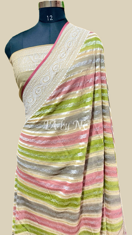 Beige Banarasi Pure Khaddi Georgette Saree
