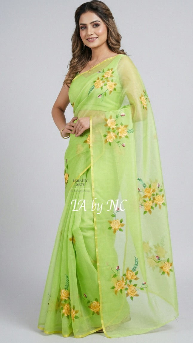 Tea Banarasi Pure Kora Organza Saree