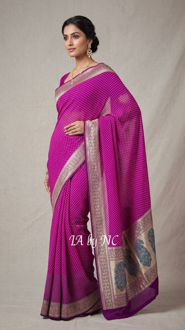 Mulberry Banarasi Pure Khaddi Georgette Saree