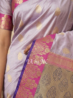 Thistle Banarasi Pure Katan Silk Raw Mango Saree