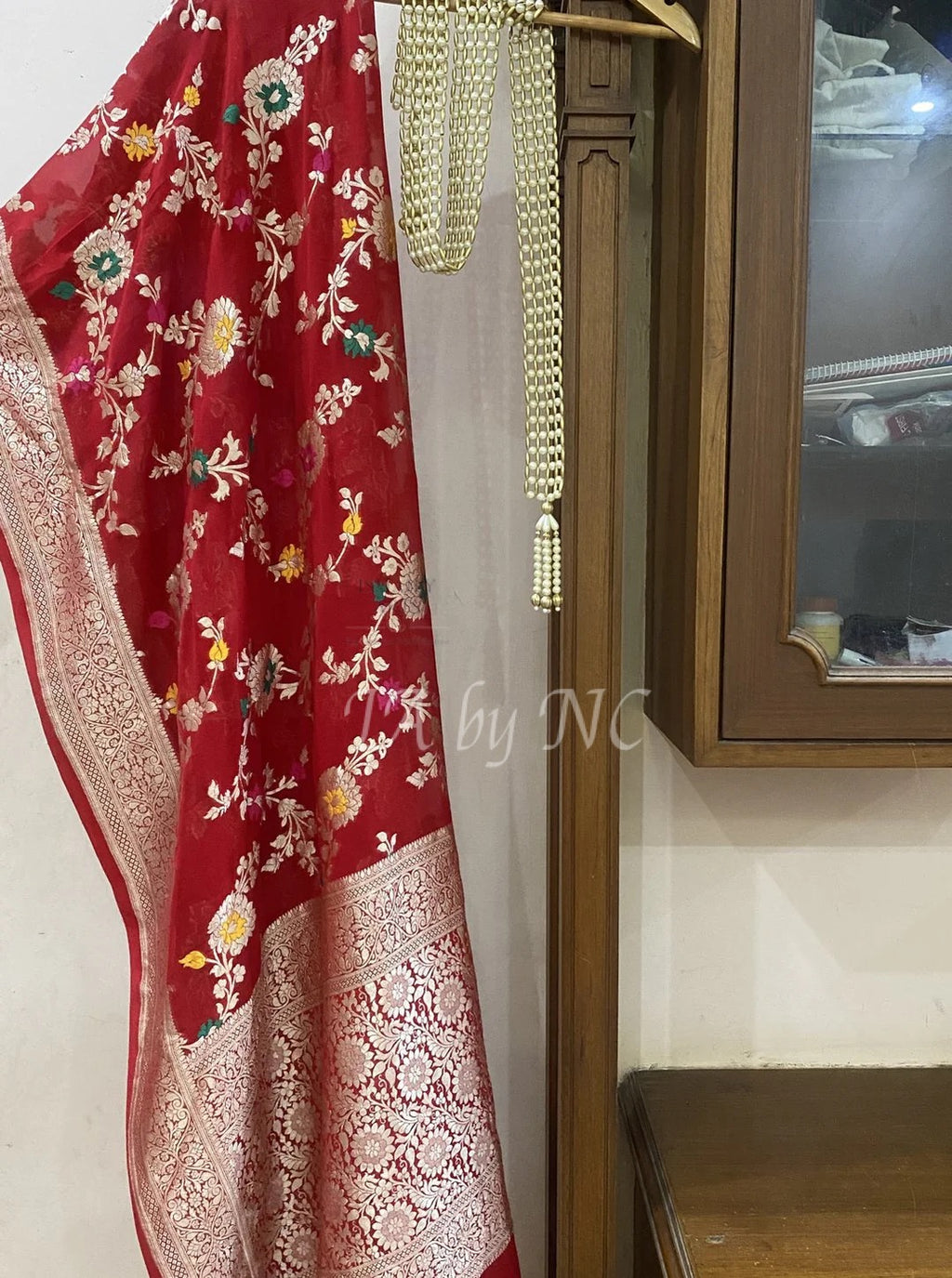 Maroon Banarasi Pure Khaddi Georgette Meenakari Dupatta
