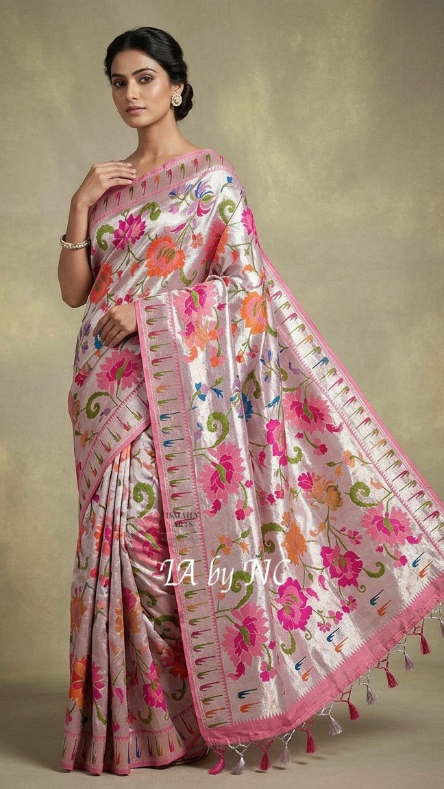 French Banarasi Pure Khaddi Tussar Georgette Brocade Saree
