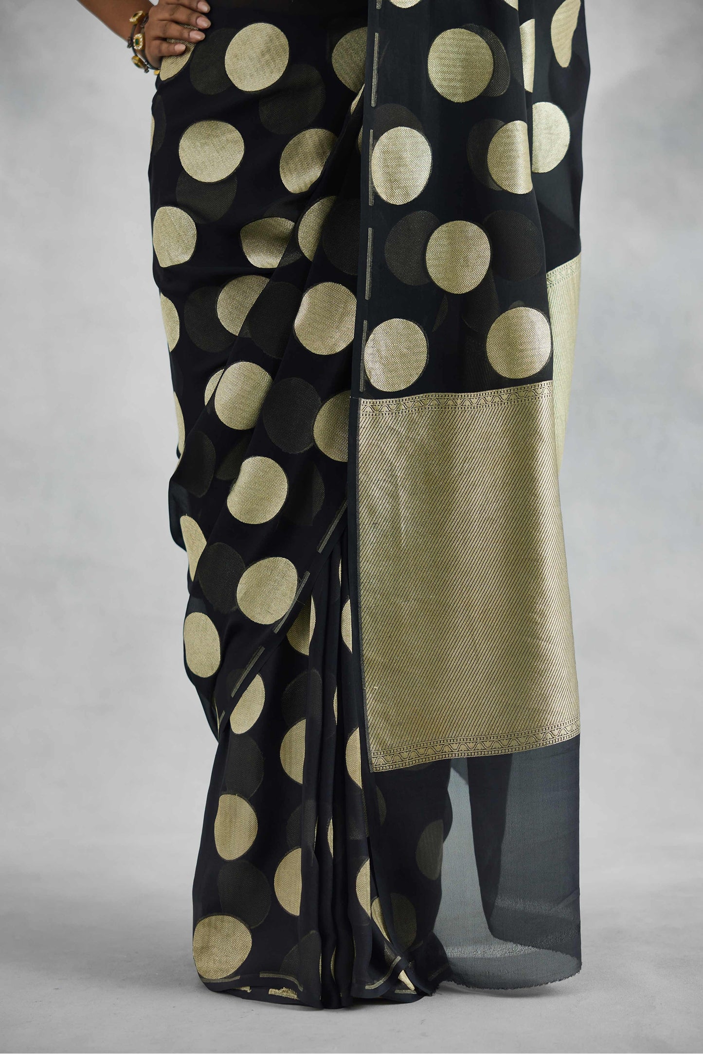 Black Banarasi Pure Khaddi Georgette Saree