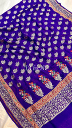 Grape Banarasi Pure Khaddi Georgette Saree